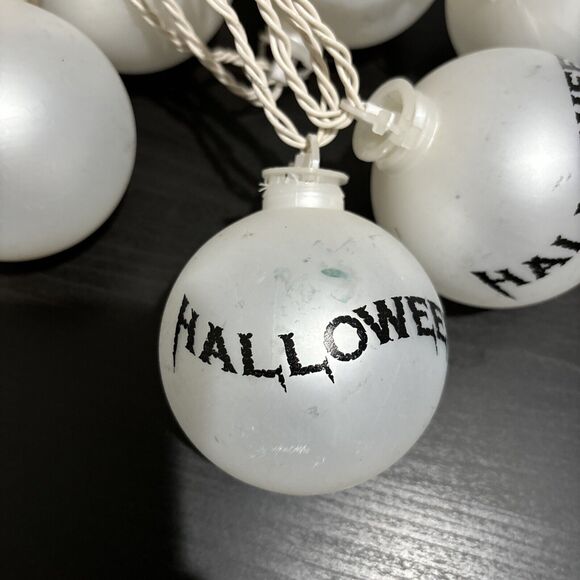 VTG 12 Barcana Halloween Ghost/Halloween Glass Ball String Light Decoration - Picture 6 of 10